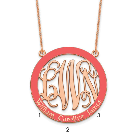 14K Rose Gold Large Family Monogram Epoxy Necklace
