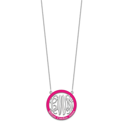 14K White Gold Large Family Monogram Epoxy Necklace
