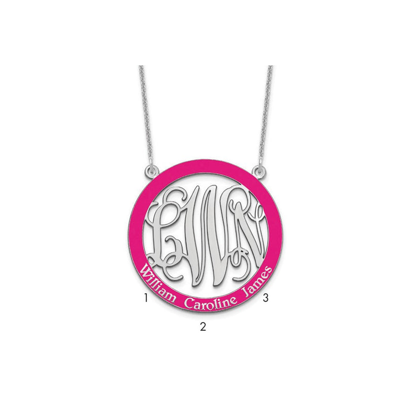 14K White Gold Large Family Monogram Epoxy Necklace