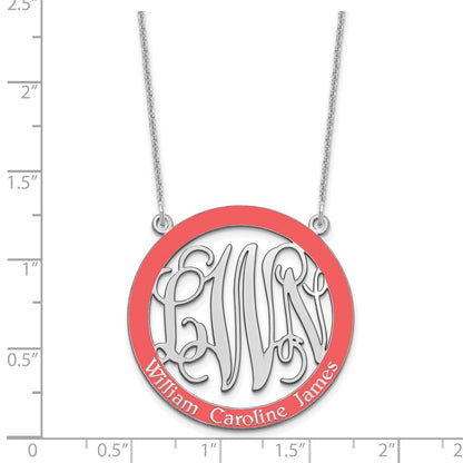 14K White Gold Large Family Monogram Epoxy Necklace