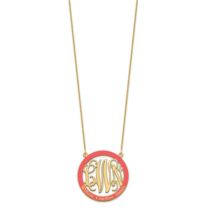 14K Yellow Gold Large Family Monogram Epoxy Necklace