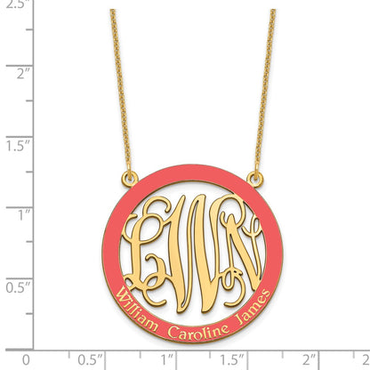 14K Yellow Gold Large Family Monogram Epoxy Necklace
