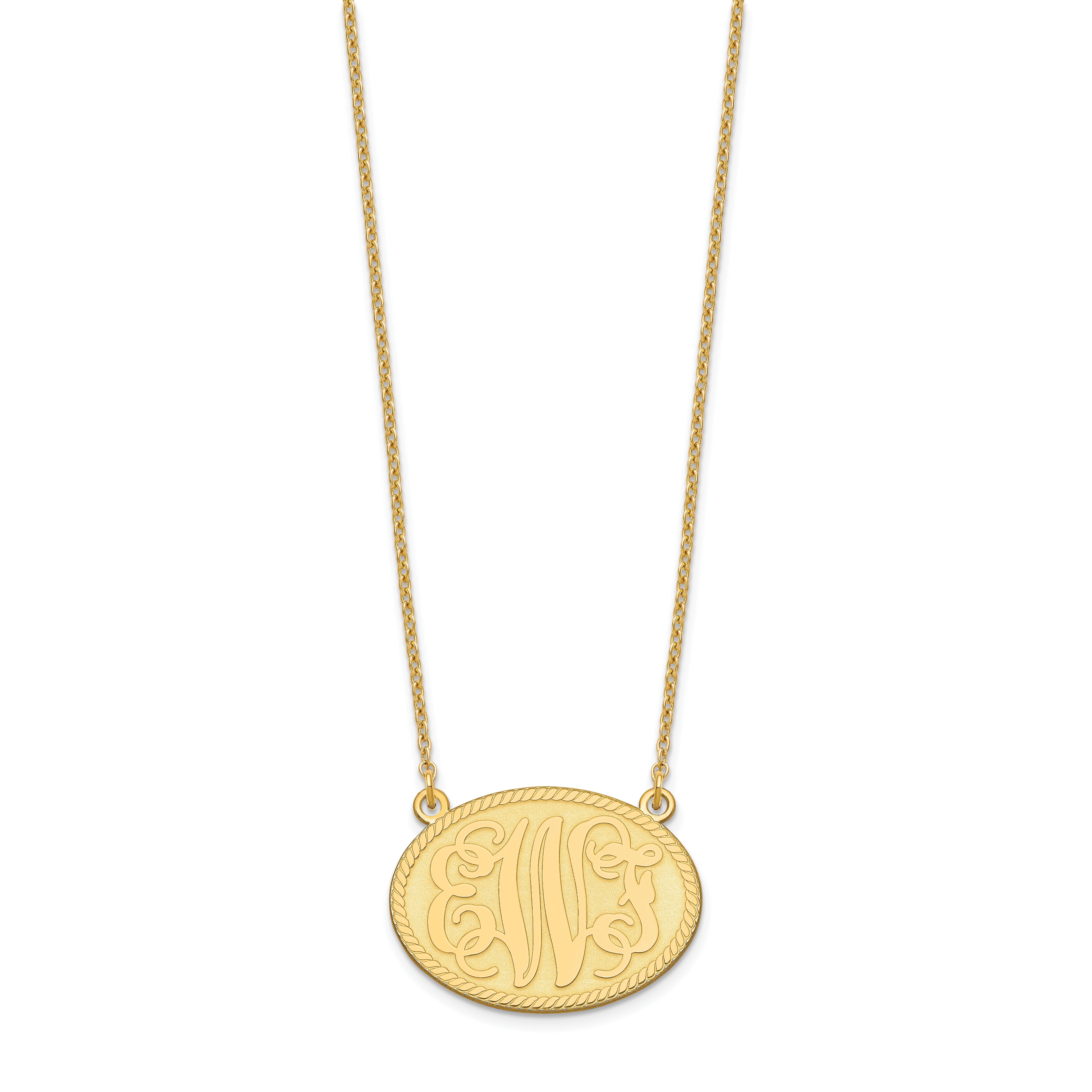 Gold Plated Sterling Silver/Gold Brushed Monogram Necklace