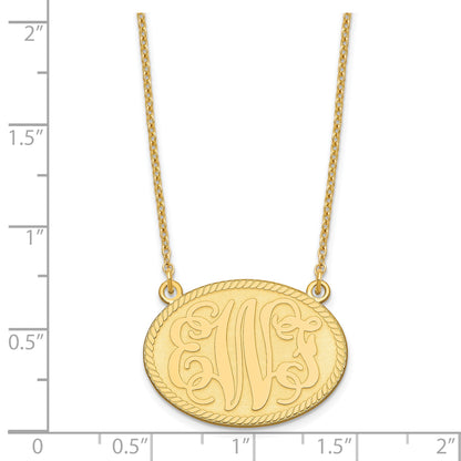 Gold Plated Sterling Silver/Gold Brushed Monogram Necklace
