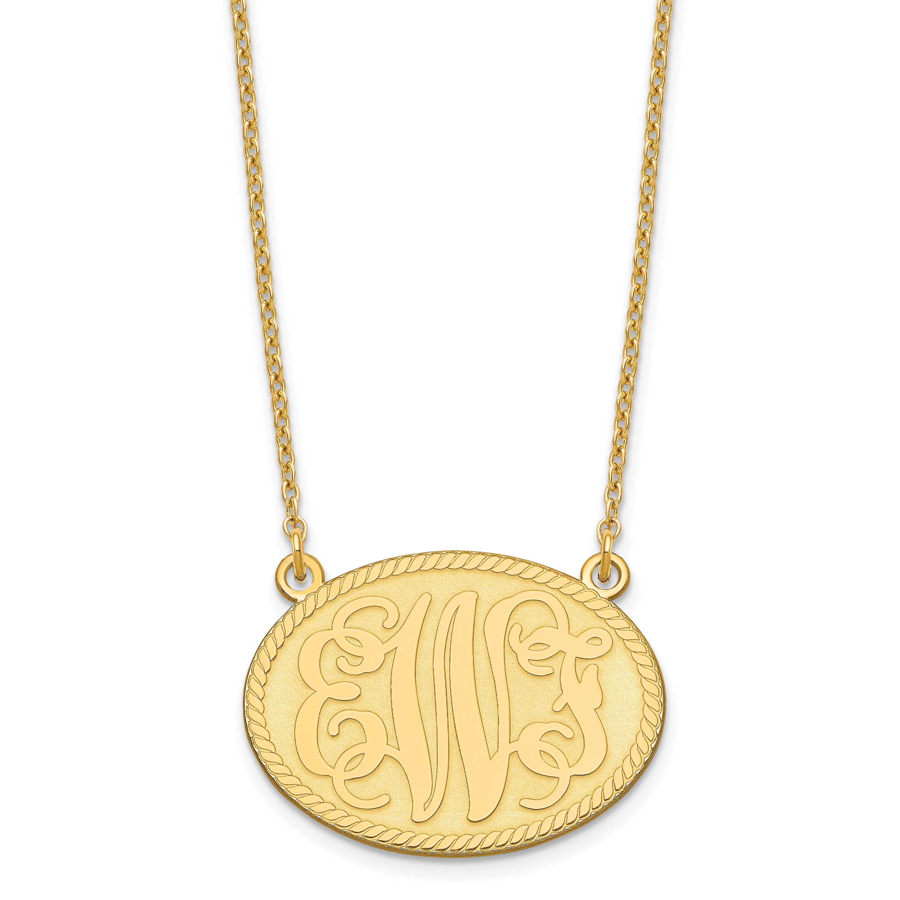 Gold Plated Sterling Silver/Gold Brushed Monogram Necklace