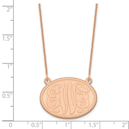 14K Rose Gold Brushed Monogram Necklace