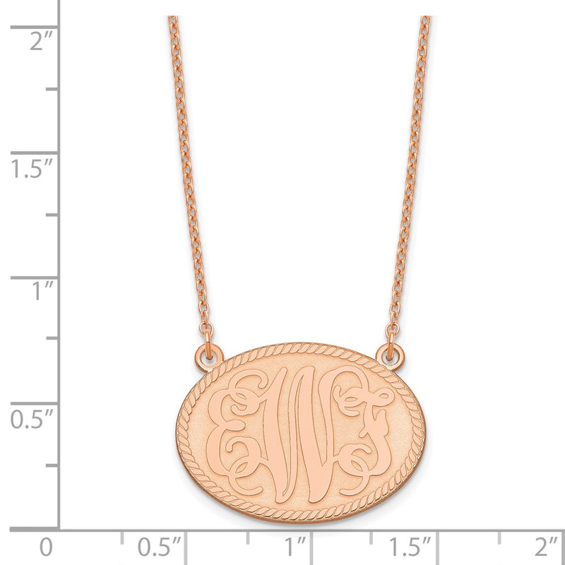 Rose Plated Sterling Silver/Rose Brushed Monogram Necklace