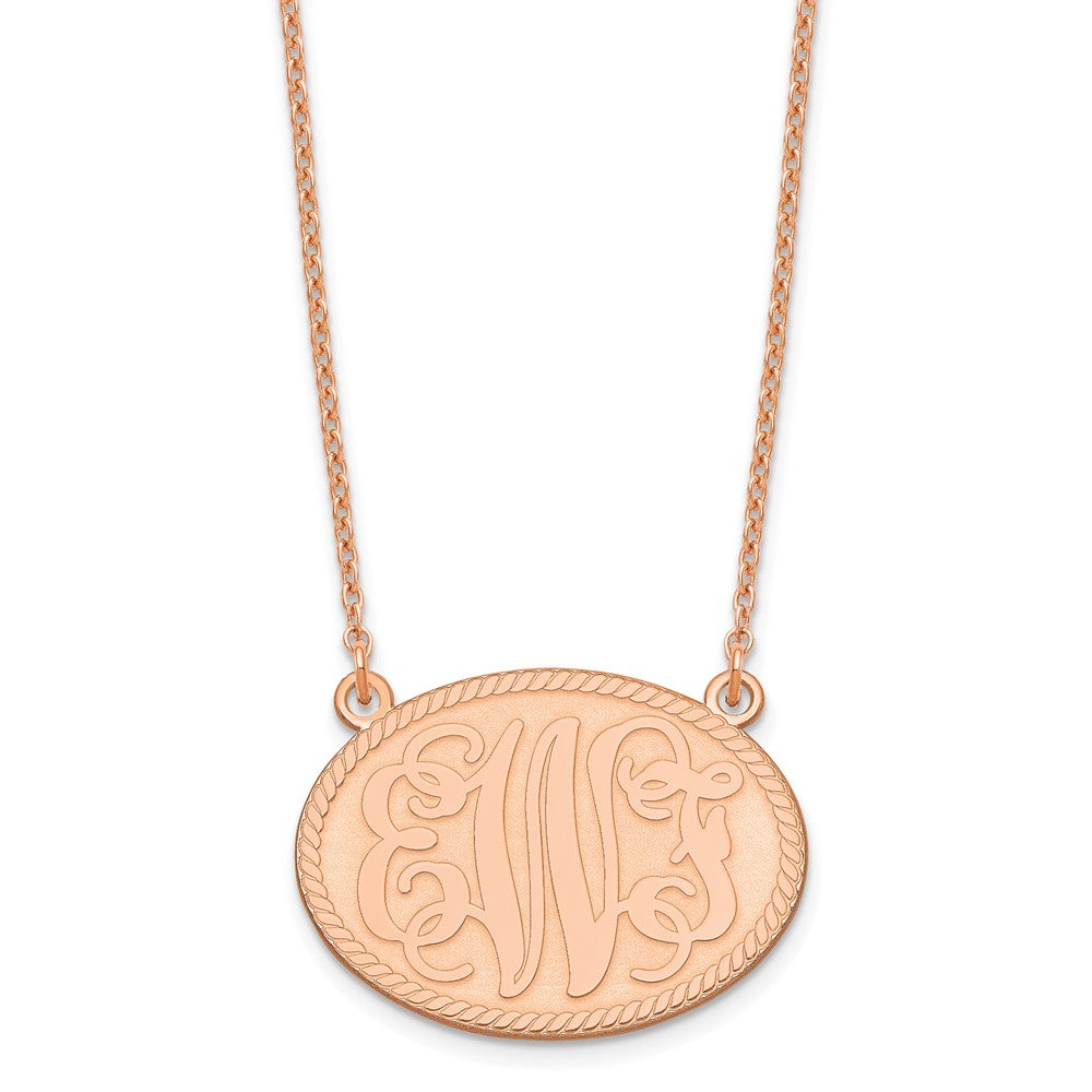 Rose Plated Sterling Silver/Rose Brushed Monogram Necklace