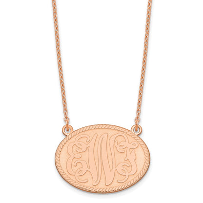 Rose Plated Sterling Silver/Rose Brushed Monogram Necklace