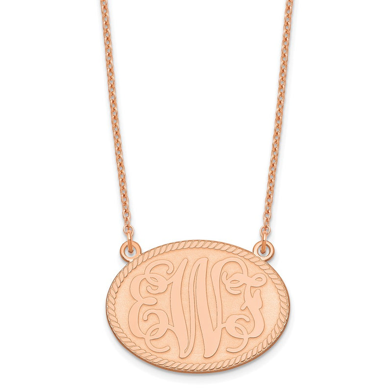 Rose Plated Sterling Silver/Rose Brushed Monogram Necklace