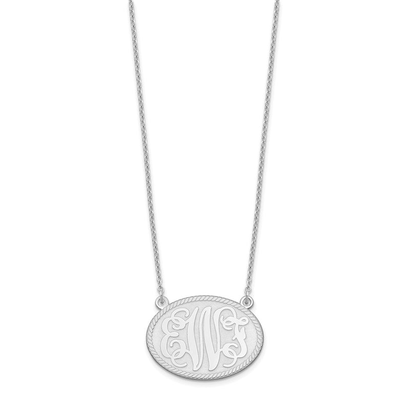 Sterling Silver Silver/Rhodium Plated Brushed Monogram Necklace