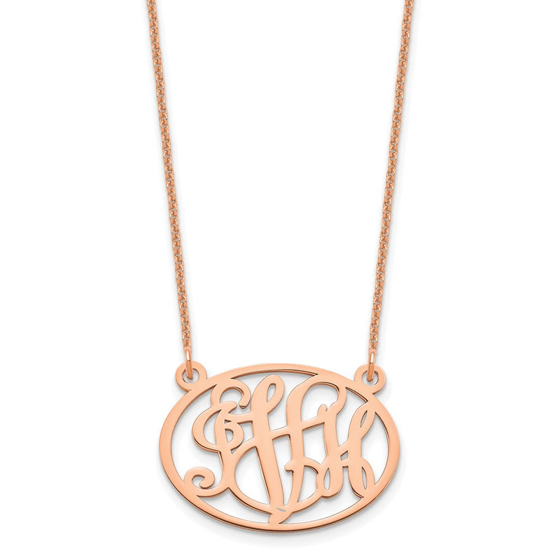 14K Rose Gold Oval Monogram Necklace