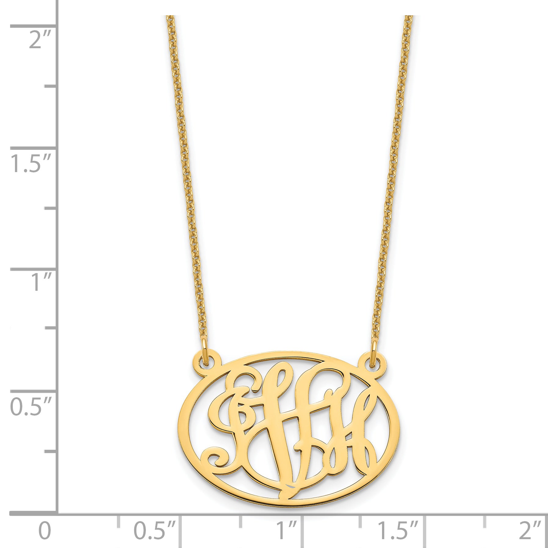 14K Yellow Gold Oval Monogram Necklace