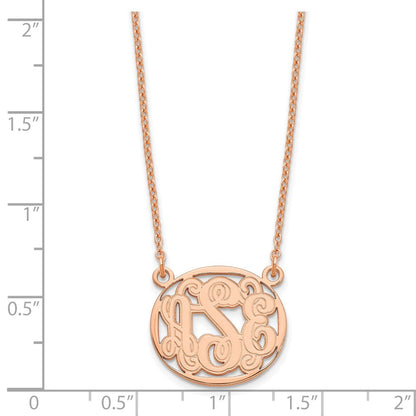 Rose Plated Sterling Silver/Rose Etched Oval Monogram Necklace