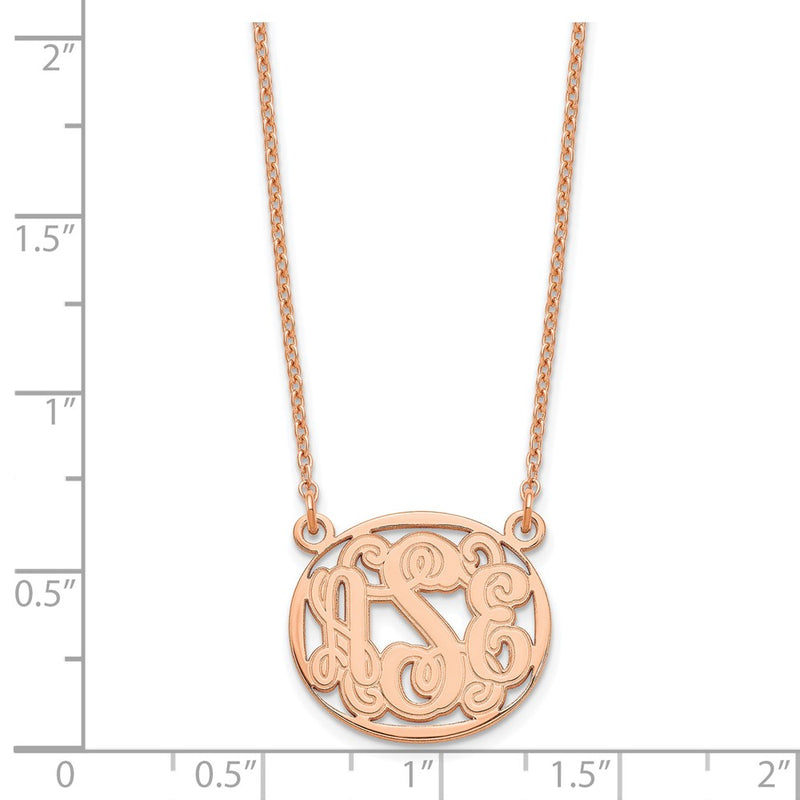 Rose Plated Sterling Silver/Rose Etched Oval Monogram Necklace
