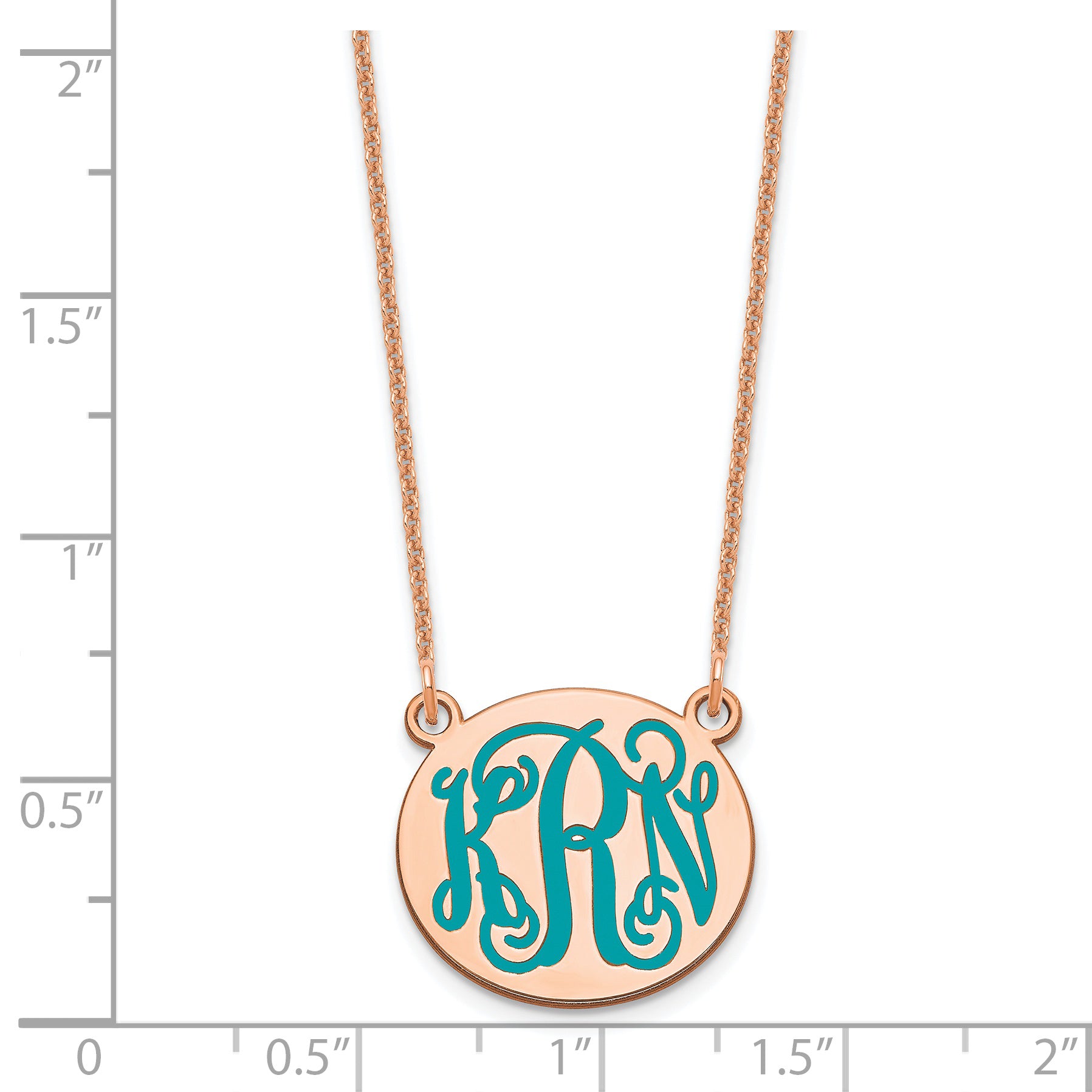 14K Rose Gold Small Round Epoxy Monogram Necklace