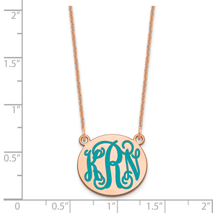 14K Rose Gold Small Round Epoxy Monogram Necklace