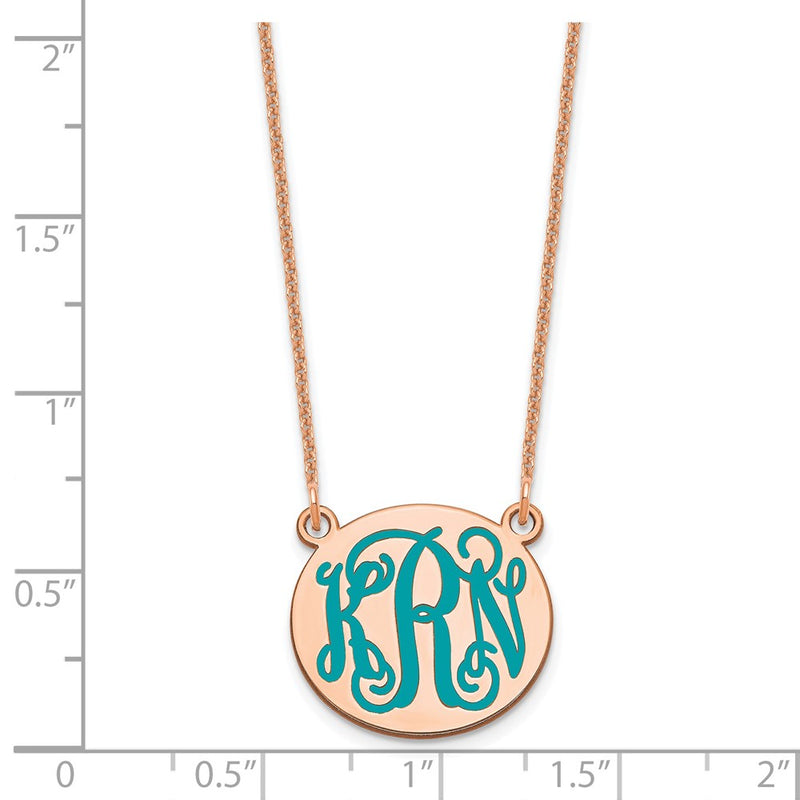14K Rose Gold Small Round Epoxy Monogram Necklace