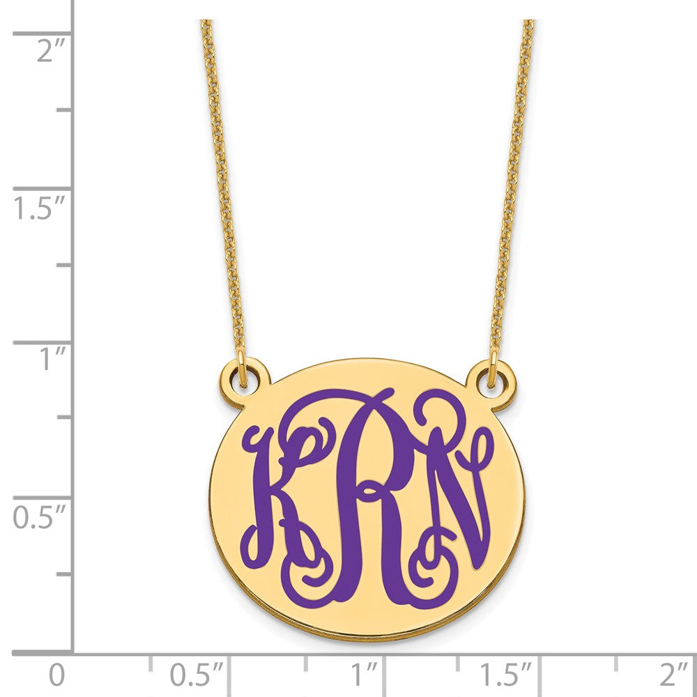 14K Yellow Gold Medium Round Epoxy Monogram Necklace