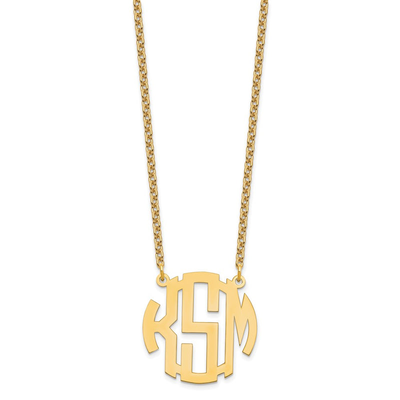 Gold Plated Sterling Silver/Gold Small Round Monogram Necklace