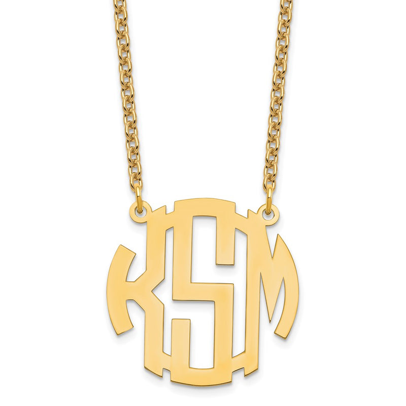 Gold Plated Sterling Silver/Gold Small Round Monogram Necklace