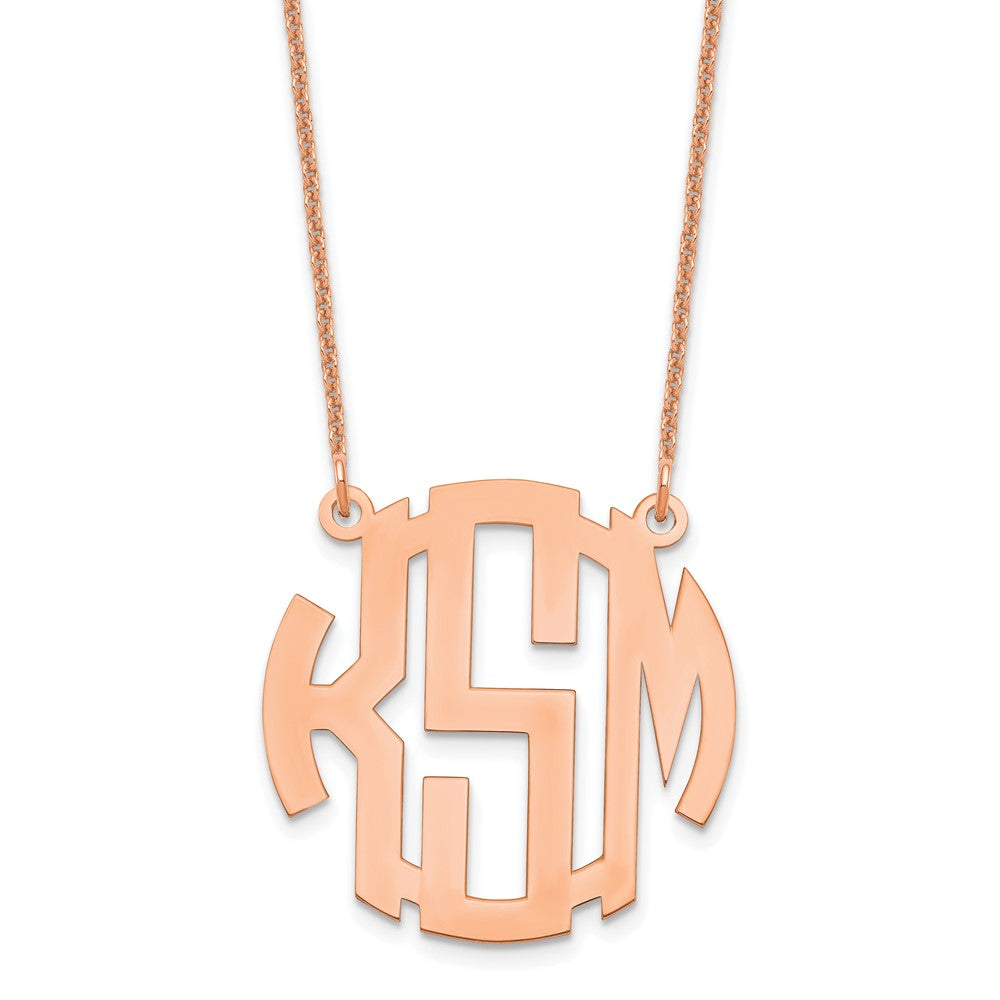 14K Rose Gold Small Round Monogram Necklace