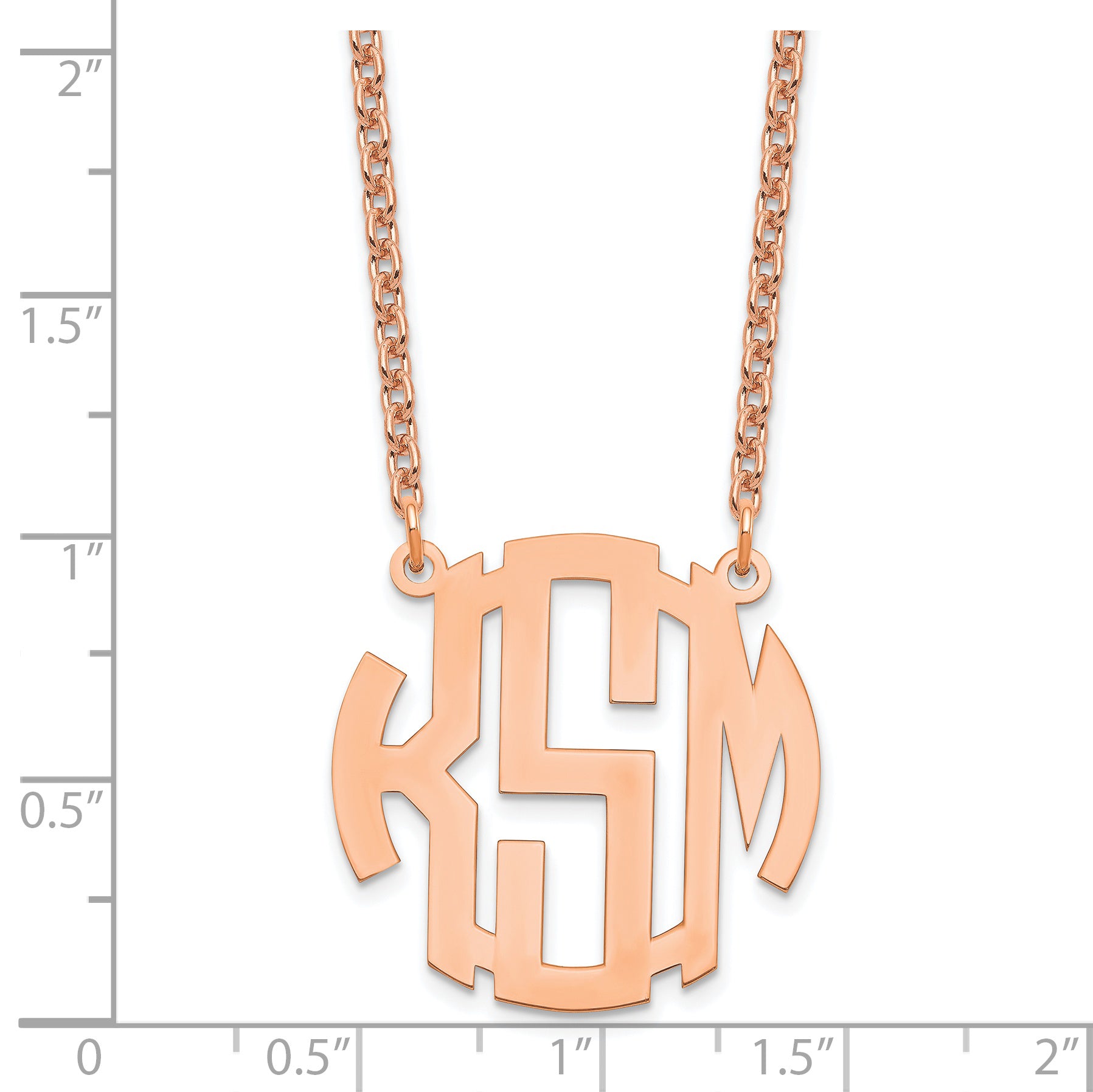 Rose Plated Sterling Silver/Rose Small Round Monogram Necklace