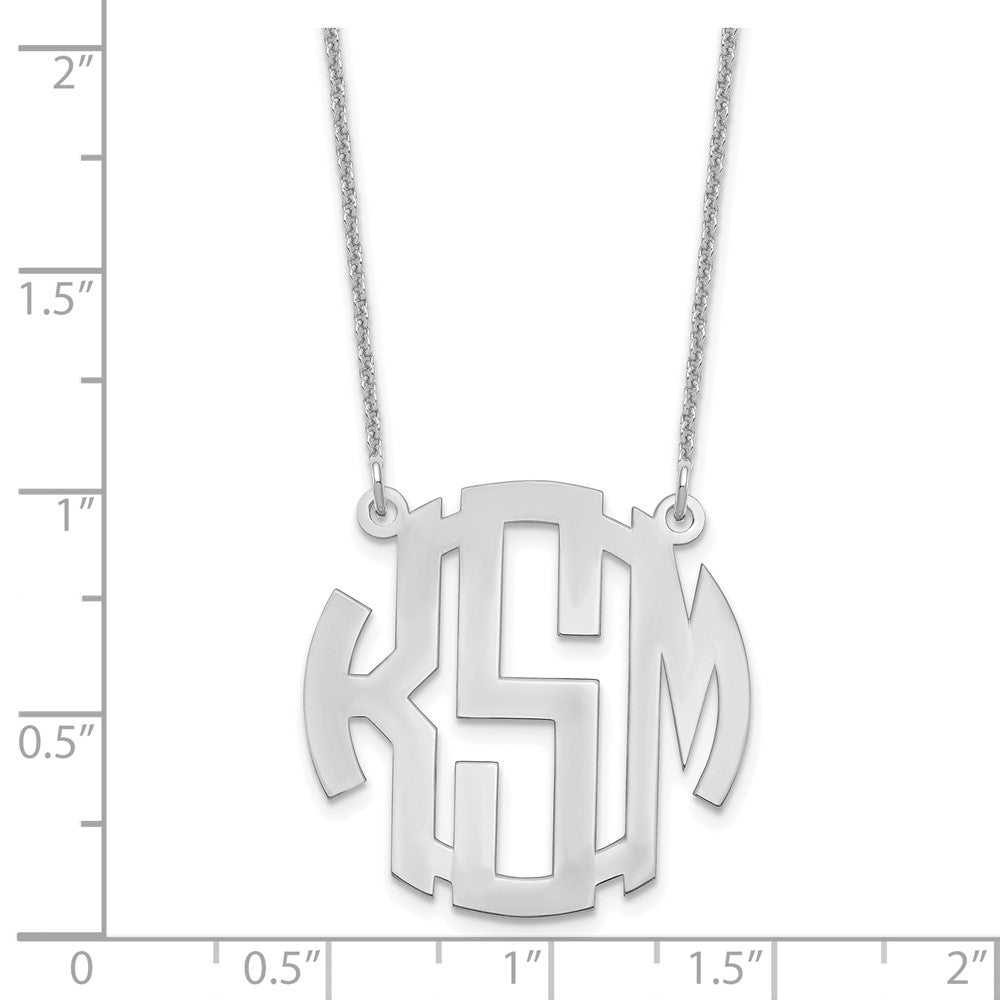14K White Gold Small Round Monogram Necklace