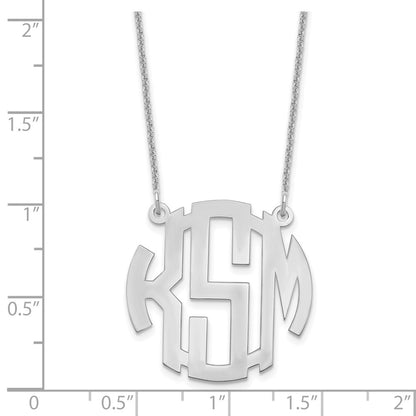 14K White Gold Small Round Monogram Necklace