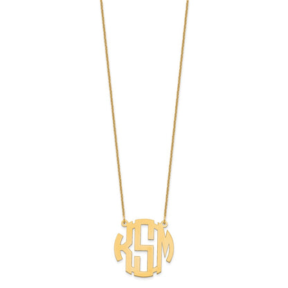 14K Yellow Gold Small Round Monogram Necklace
