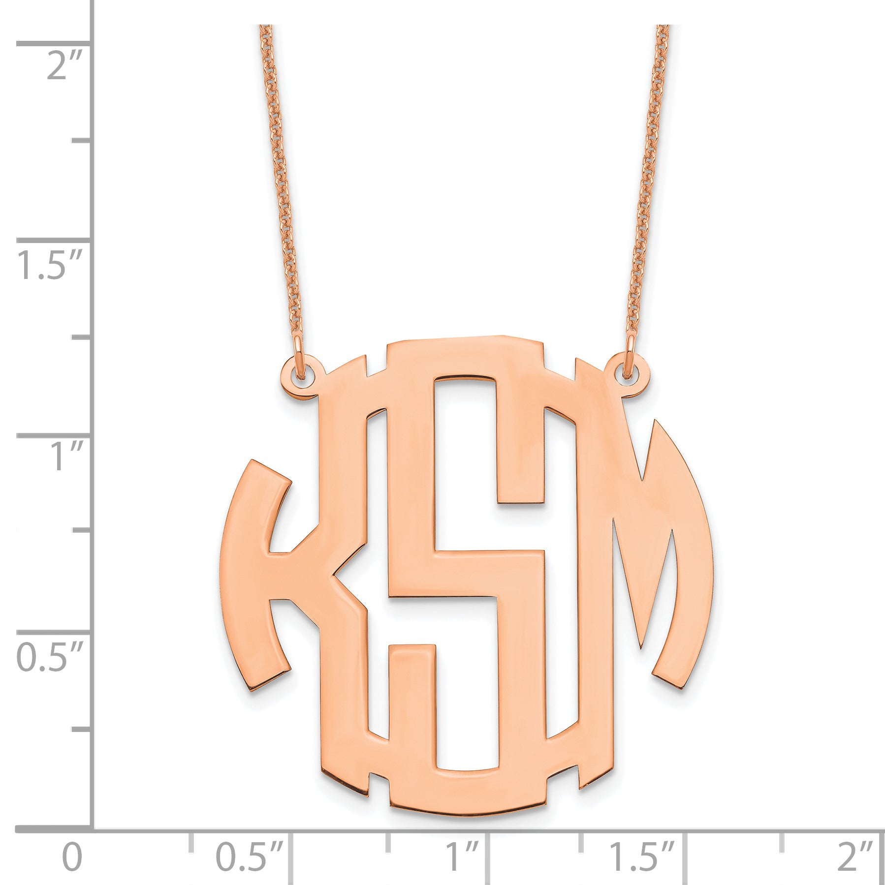 14K Rose Gold Large Round Monogram Necklace