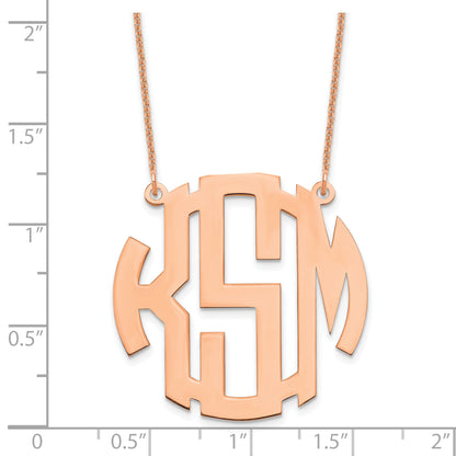 14K Rose Gold Large Round Monogram Necklace