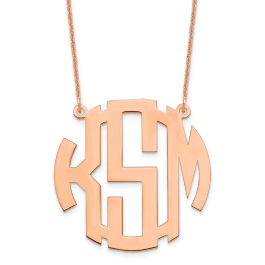 14K Rose Gold Large Round Monogram Necklace