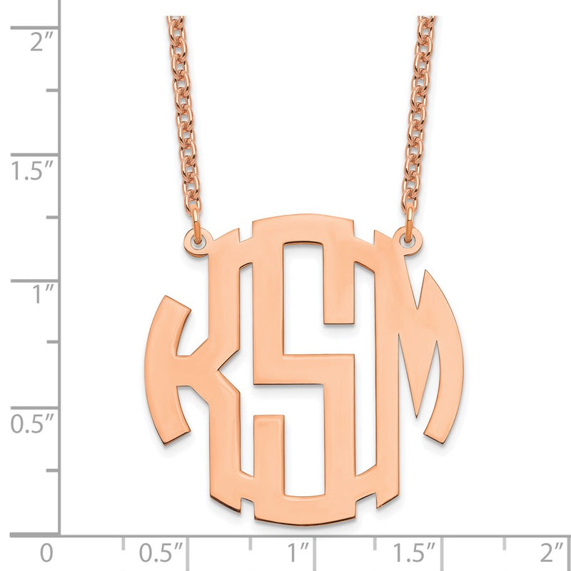 Rose Plated Sterling Silver/Rose Round Monogram Necklace