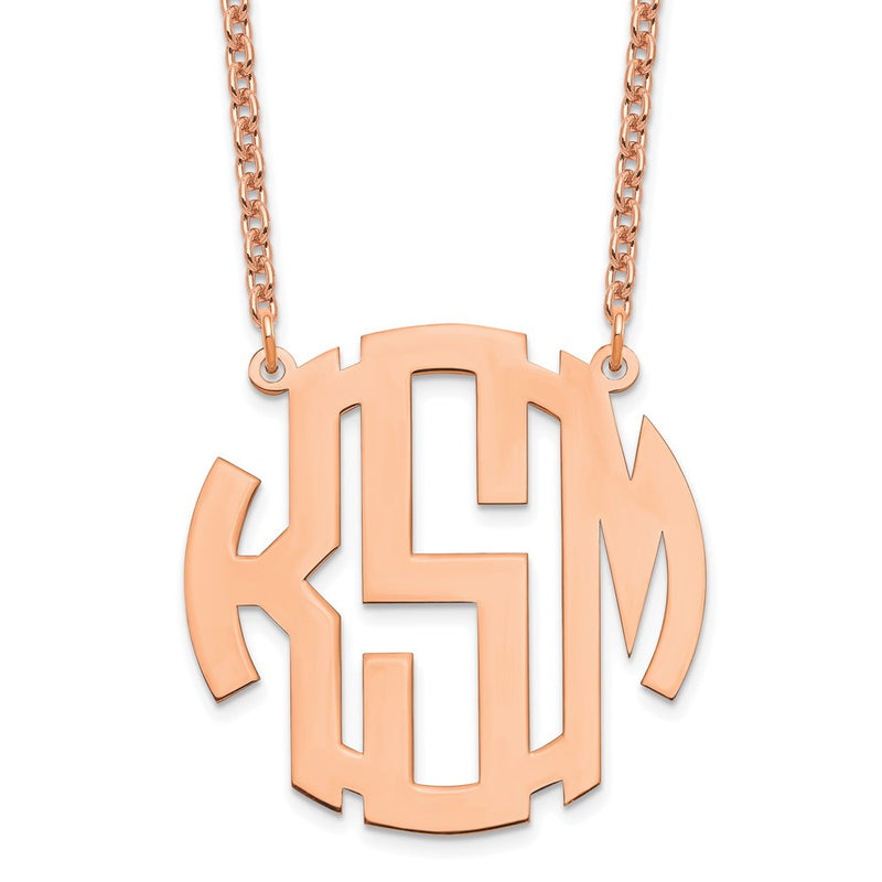 Rose Plated Sterling Silver/Rose Round Monogram Necklace