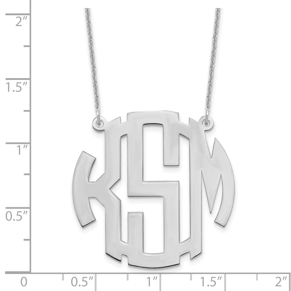 14K White Gold Round Monogram Necklace