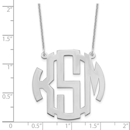 14K White Gold Round Monogram Necklace