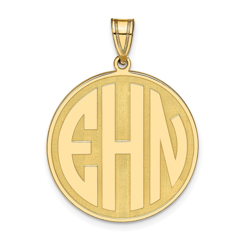 14K Yellow Gold Round Block Letter Monogram Pendant