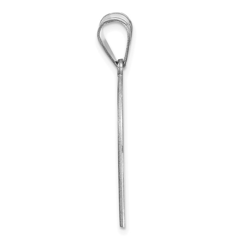 Sterling Silver Silver/Rhod Plated Round Block Letter Monogram Pendant
