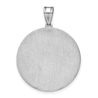 Sterling Silver Silver/Rhod Plated Round Block Letter Monogram Pendant