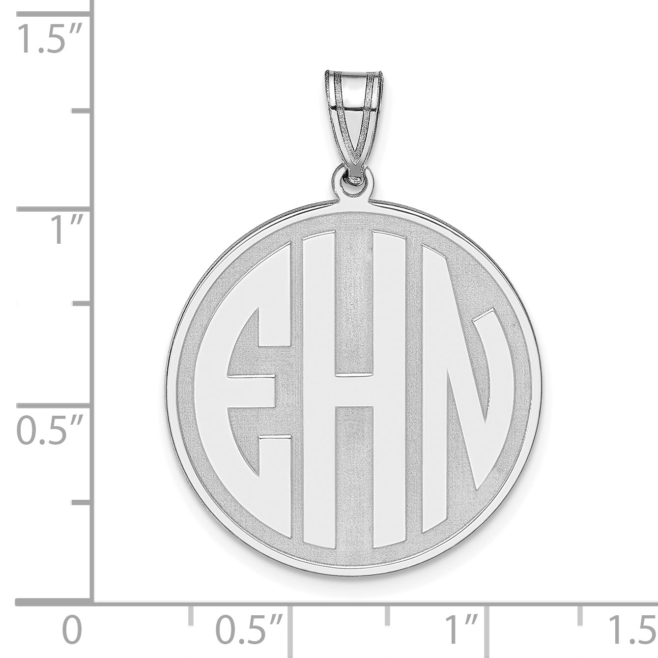 14K White Gold Round Block Letter Monogram Pendant