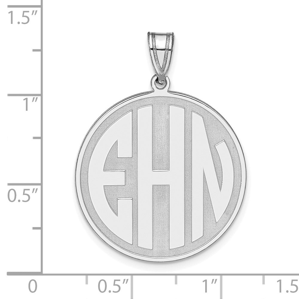14K White Gold Round Block Letter Monogram Pendant