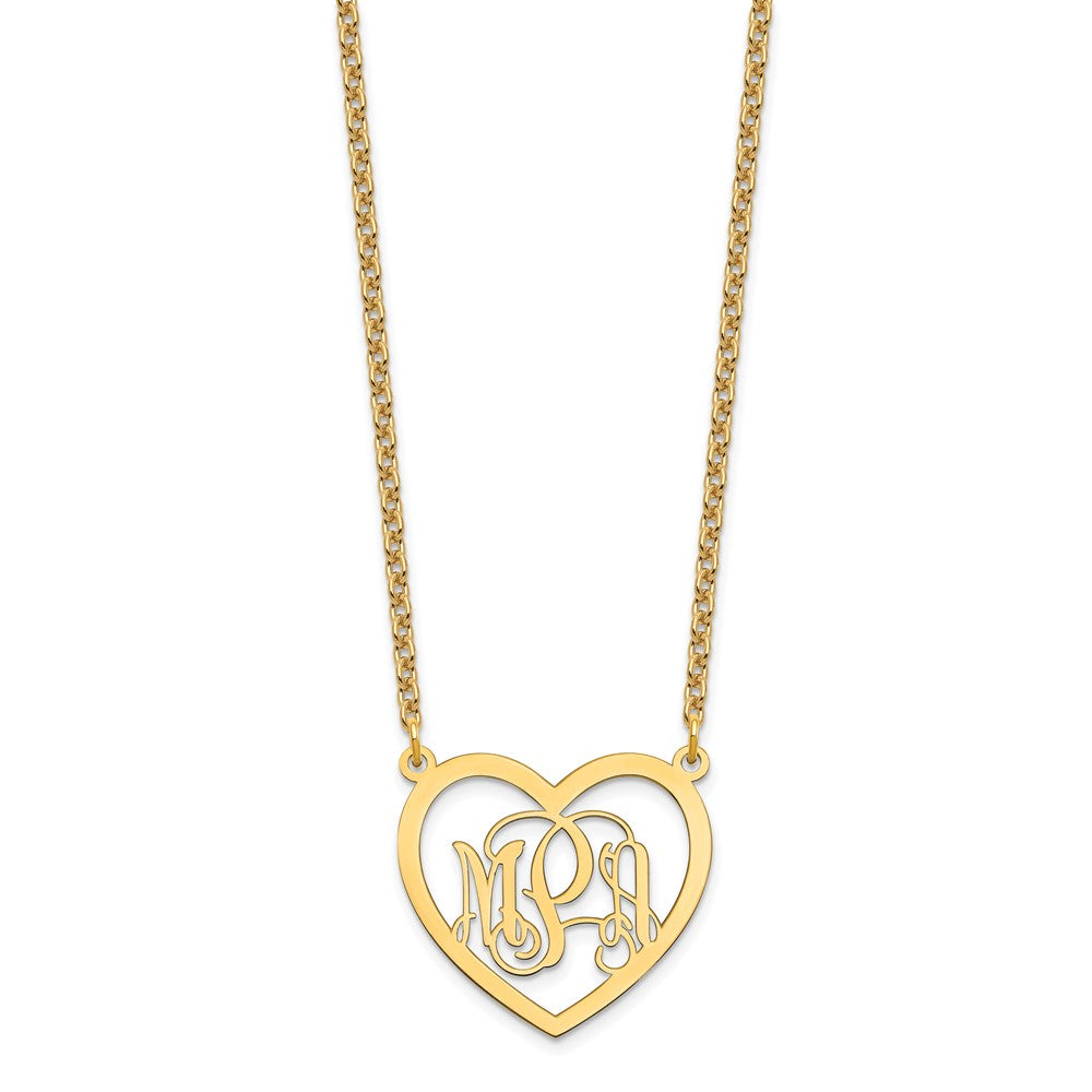 Gold Plated Sterling Silver/Gold Monogram Heart Necklace