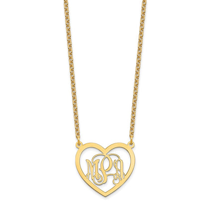 Gold Plated Sterling Silver/Gold Monogram Heart Necklace