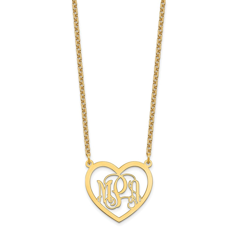 Gold Plated Sterling Silver/Gold Monogram Heart Necklace