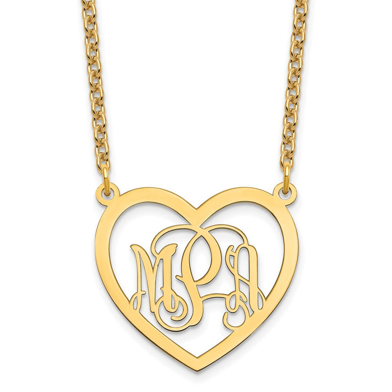 Gold Plated Sterling Silver/Gold Monogram Heart Necklace