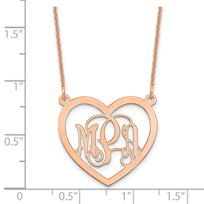 14K Rose Gold Monogram Heart Necklace