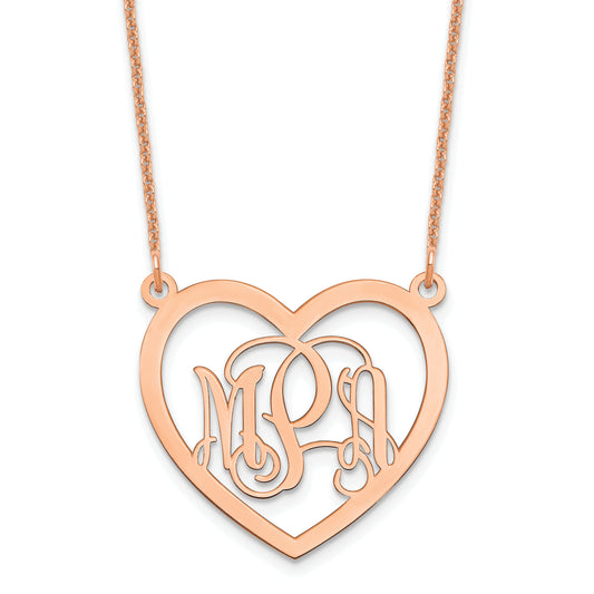 14K Rose Gold Monogram Heart Necklace