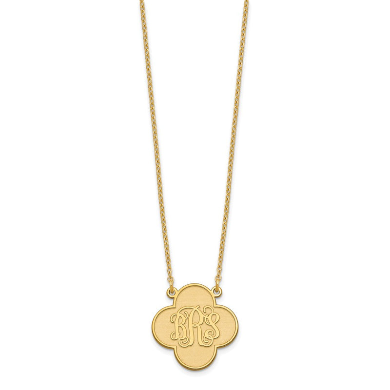 Gold Plated Sterling Silver/Gold Clover Monogram Necklace
