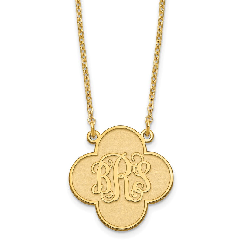 Gold Plated Sterling Silver/Gold Clover Monogram Necklace